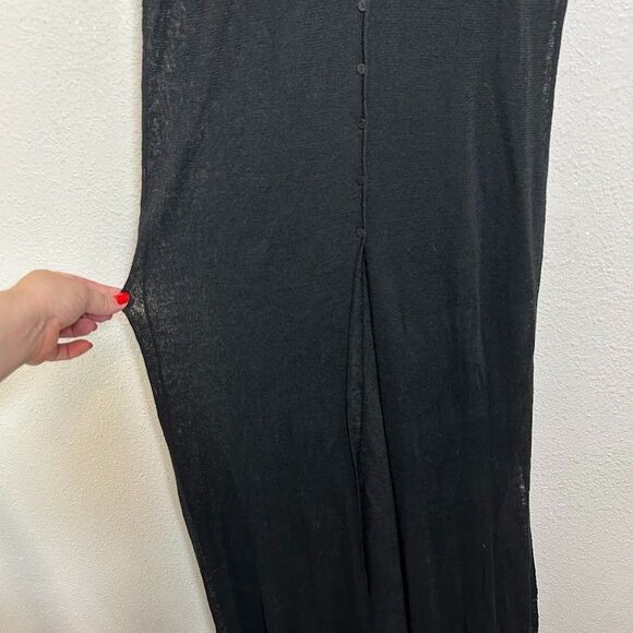 Eileen Fisher Project Duster Cardigan M Black Hemp Layering Sleeveless Lagenlook - Picture 5 of 8